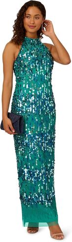 Adrianna Papell Women's Beaded Halter Long Dress in Saudi Arabia