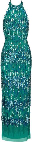 Adrianna Papell Women's Beaded Halter Long Dress in Saudi Arabia