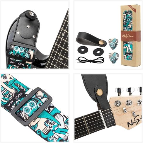 Guitar Strap for Bass, Electric & Acoustic Guitar, Guitar Straps with Pick Pocket, Free Strap Button& 2 Strap Locks in Saudi Arabia