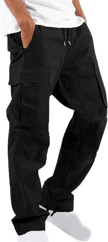Uusollecy Men's Cargo Pants Casual Joggers Athletic Sweatpants Hiking Drawstring Tactical Pants with Multi Pockets in Saudi Arabia