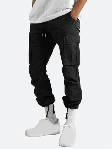 Uusollecy Men's Cargo Pants Casual Joggers Athletic Sweatpants Hiking Drawstring Tactical Pants with Multi Pockets in Saudi Arabia