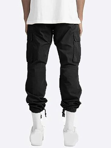 Uusollecy Men's Cargo Pants Casual Joggers Athletic Sweatpants Hiking Drawstring Tactical Pants with Multi Pockets in Saudi Arabia