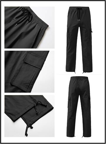Uusollecy Men's Cargo Pants Casual Joggers Athletic Sweatpants Hiking Drawstring Tactical Pants with Multi Pockets in Saudi Arabia