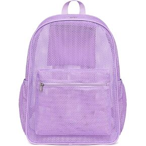 Bluboon Mesh Backpack for Girls Semi-Transparent School Bookbag See Through Beach Bag Daypack with Mesh Drawstring Bag