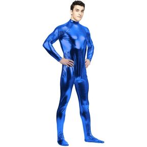Men's and Women's Metallic Bodysuit Tight-fitting Shiny Unitard Stretchy Halloween Costume