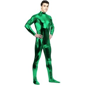 Men's and Women's Metallic Bodysuit Tight-fitting Shiny Unitard Stretchy Halloween Costume