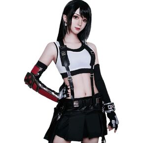 LTAKK Tifa Lockhart Cosplay Costume Cosplay FF7 Remake Full Set Outfits Halloween