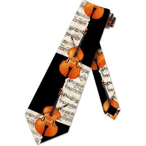 Music Ties Mens Violin and Notes Necktie String Instrument Neckties Musical Tie