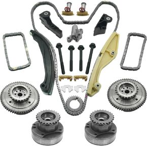 90738S Timing Chain Kit with VVT for 2011-2017 Ford Explorer F150 Edge Taurus Mustang Transit Flex 3.5L 3.7L / 2013-2016 Lincoln MKX MKZ MKS 3.7 Cam Phaser Sprocket AT4Z6L266B