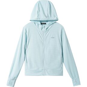 Rolanko Girls Zip Up Sun Hoodie Sweatshirt UPF50+ with Thumb Holes, Thin Sun Protective Jacket Girls Athletic Tops 5-12 Years