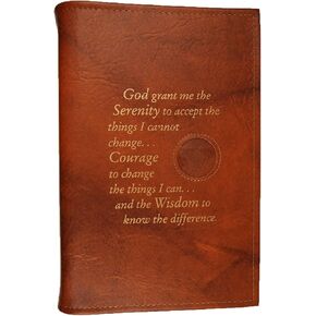 Culver Enterprises Alcoholics Anonymous AA Big Book LARGE PRINT Cover Serenity Prayer Medallion Holder TAN
