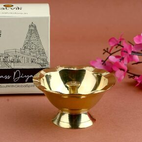 Satvik 6 Pc Pure Brass Diya for Pooja Tibetan Butter Lamp Buddhist Altar Supplies Tea Light Holder Indian Puja Kutthu Vilakku Deepam Meditation Offering Indian Diwali Mandir Housewarming Return Gifts
