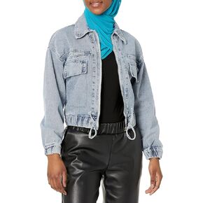 KENDALL + KYLIE Women's Zip Up Double Pocket Cropped Jacket