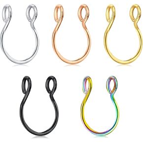 QWALIT Fake Septum Ring Fake Septum Piercing Faux Septum Nose Rings Fake Nose Ring Septum Fake Septum Nose Ring Clip On Septum Nose Ring Faux Septum Piercing Fake Septum Hoop Fake Septum Jewelry