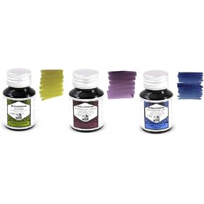 Rohrer & Klingner - 50ml Bottle Fountain Pen Ink Set - 3X Bottles - Salix, Alt-Goldgrun, Scabiosa