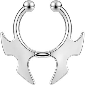ZS 1PC Fake Septum Nose Ring Hoop, Non Pierced Nose Cuffs Faux Clicker Hanger, Nose Septum Ring Clip On Body Piercing Jewelry for Men Women