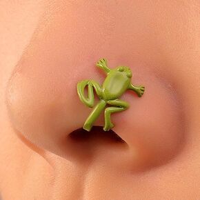 Fake Nose Ring U Shaped for Women Cute Green Frog Fake Septum Ring Tiny Animal Nose Cuff Adjustable Clip On Nose Rings Fake Nose Piercing Jewelry