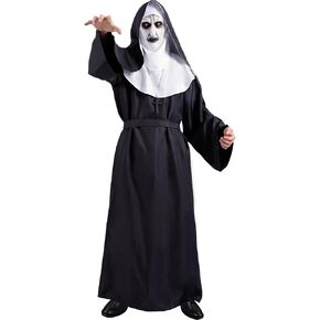 Halloween Nun Costume Women with Scary Nun Mask Scary Black Nun Outfit Priest Cosplay Adult Costume