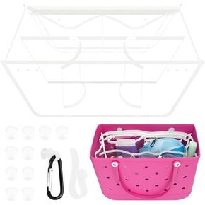 Clear Beach Bag Organizer for Bogg Bag Accessories - Insert Inner Bags Compatible with Bogg Bag, Insert Organizer for X Large Size Bogg Bag, Organizing Your Bag and Divide Space (Black, Large)
