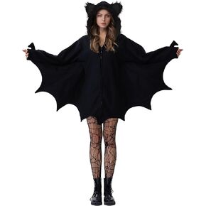 Bat Costume Adult Women Halloween Costumes Onesie Animal Plus Size Cozy Black Dress Outfit for Vampire Girl Cosplay Party