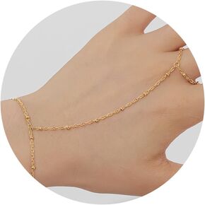 Hand Chain Gold Bracelets For Women 14k Gold Plated Stackable Bracelets Fashion Accessories Ring Bracelet Hand Chain Gifts for Womens