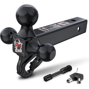 4 in 1 Trailer Hitch Ball Mount with Hook, Fits 2 inch Hitch Receiver,1-7/8", 2", 2-5/16" 10,000 LBS MAX GTW Matt Black Ball Hitch with pin Lock(2 Keys), Tow Hitch for SUV, ATV，RVs, and Truck