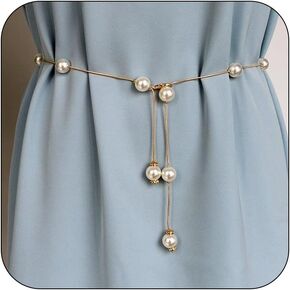 Pearl Belt for Women Pearl Waist Chain Body Chain Belly Chain for Dress Minimalism Gold Chain Belt Adjustable Pearl Belt Trendy Jewelry