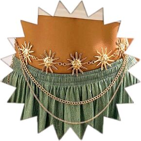 Boho Layer Waist Belly Chain Gold Sun Belly Chain Sunflower Bikini Women Chain Belt for Summer Beach Party Prom