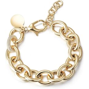 CIUNOFOR Multiple Selection Link Bracelet Designer Brand Inspired Antique Women Jewelry Cable WireVintage Valentine's Day Wide Cuban Curb Link Bracelet Stainless Steel Adjustable Chain for Men and Unisex adults.