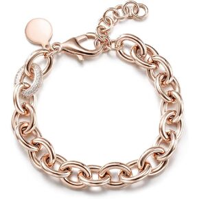 CIUNOFOR Multiple Selection Link Bracelet Designer Brand Inspired Antique Women Jewelry Cable WireVintage Valentine's Day Wide Cuban Curb Link Bracelet Stainless Steel Adjustable Chain for Men and Unisex adults.