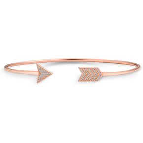 Delicate Starburst Bangle Cuff Bracelet For Women For Teen Cubic Zirconia Polished 14K Gold Plated Sterling Silver