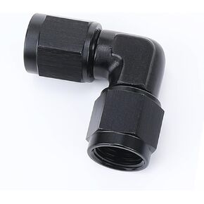 Black Aluminum 90 Degree Swivel Female 6AN to Female AN6 Coupler Union Fuel Line Hose Adapter Fitting