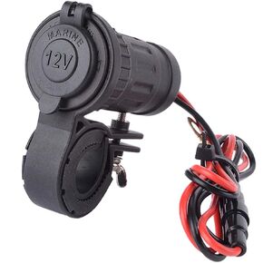 MMOBIEL Universal Waterproof Motorcycle Cigarette Lighter 12V-24V 240W Power Plug Socket incl 60cm Wiring Connection Kit