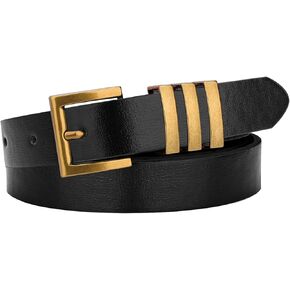 Chic Leather Belts for Women Trendy, Women’s Belts for Jeans Pants Belt Width 0.9" with Vintage Gold Buckle