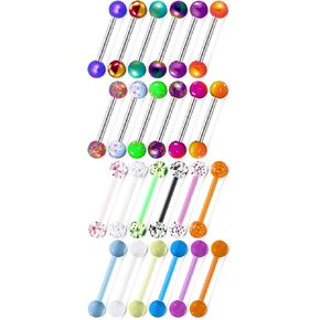 14g 14/16mm Tongue Rings Barbells Aretes Para La Lengua Piercing Jewelry for Women Men Surgical Stainless Steel Bars Acrylic Balls