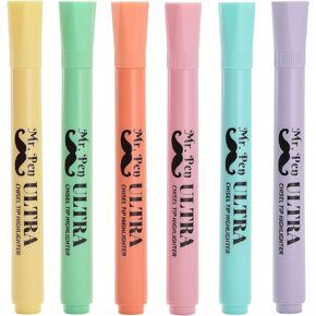 Mr. Pen- Pastel Highlighter, Tank Style, 6 Pack, Chisel Tip, Highlighters Pastel, Bible Highlighter, Multicolor Highlighters Pack, Colored Highlighters, Highlighters