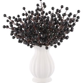 40 Pcs Artificial Berry Stems Branches, Fall Halloween Faux Holly Berries Branches Ornaments for Christmas Tree Wreath DIY Craft Decorations Holiday Home Decor (40, Orange)