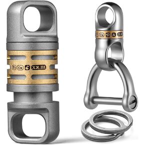 FEGVE Quick Release Keychain with 2/28mm Titanium Key Rings Titanium Swivel Small Key Ring with 1/2inch D Ring Keychain