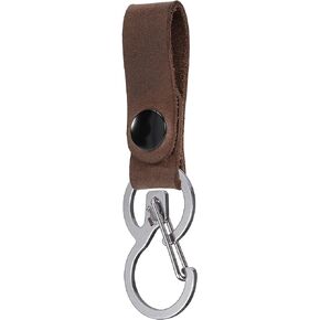 KeyUnity KS03 Leather Belt Key Organizer, Quick Release Carabiner Keychain Clip with Button Attach Leather, B Shape Key Holder EDC Tool 420 Stainless Steel, Perfect for Outdoor & Home Use