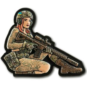 M-Tac Morale Patch Tactical Girl - PVC Tactical Military Patch with Hook Fastener Backing - Real-Lookingn Patches for Vest, Backpacks, Hats (№10 PVC Tattoo)