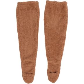 Over Fuzzy Socks, Soft Thick Plush Leg Warmer Stockings Extra Winter Home Sleeping Socks Thigh High Boot Socks (Brown)