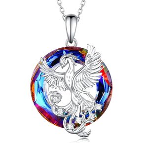 Crystals Phoenix/Rose Compass/Apple Teacher/Horse/Phoenix/Bunny/Dolphin Palm Tree/Mountain Compass/Nurse/Rose Necklace 925 Sterling Silver Necklace for Women Girls