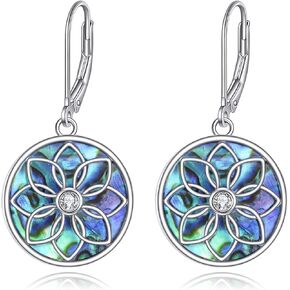TIGER RIDER Abalone Shell 925 Sterling Silver Dangle Earrings Lightweight Filigree Dangle Drop Earrings Silver Earrings for Women