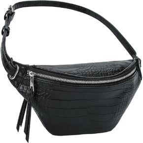 Fashion Waist Pack for Women Men Embossed Croc Leather Fanny Pack Crossbody Bags Waist Belt Bag for Travel Hiking Cycling Brown