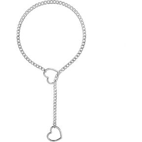 Heart Slip Chain Necklace for Women Punk Gothic Cuban Necklace Slip Chain Choker Necklace Adjustable Lariat Y-Necklace