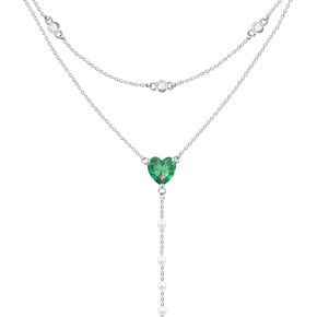 Sterling Silver Layered Necklace For Women Y Double Strand Chain Necklace Birthday Christmas Gifts For Ladies Mother Wife