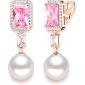 Pearl Clip-On Earrings for Women/Bride Dangle - Wedding Clip-Earrings For Women Bridal Bridesmaid Brides Girls, Women'S Clip-On Earrings Dangling, Non Pierced Women'S Drop & Dangle Earrings