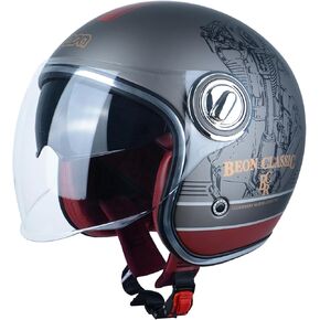 Open Face Motorcycle Helmet for Adults, DOT Approved,Moped 3/4 Half Vespa Vintage Helmet with Dual Visors for Men and Women