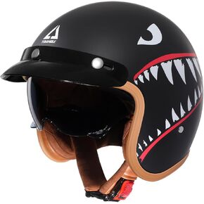 TRIANGLE Open Face Motorcycle Helmet 3/4 Retro Helmets for Men and Women with Internal Sunshield