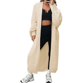 LILLUSORY Women's Oversized Long Cardigan Open Front Duster Sweater with Pockets